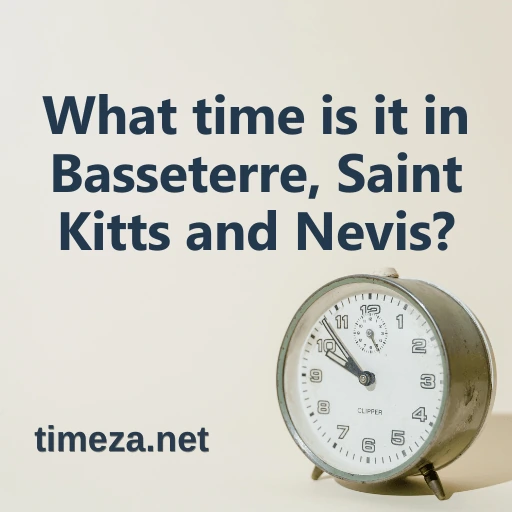 What time is it in Basseterre, Saint Kitts and Nevis? featured image, Current time in Basseterre, Saint Kitts and Nevis, time zone, time difference, sunrise and sunset time.