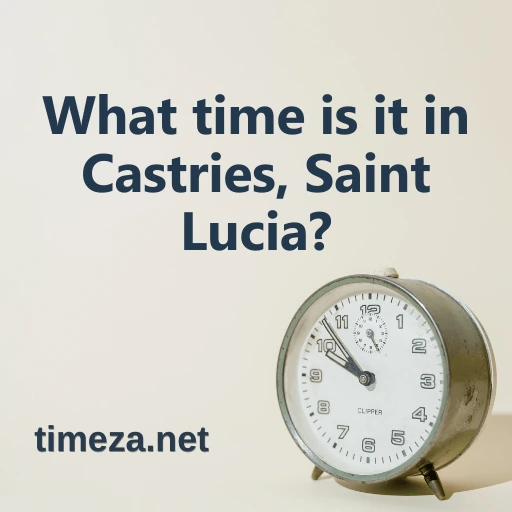 What time is it in Castries, Saint Lucia? featured image, Current time in Castries, Saint Lucia, time zone, time difference, sunrise and sunset time.